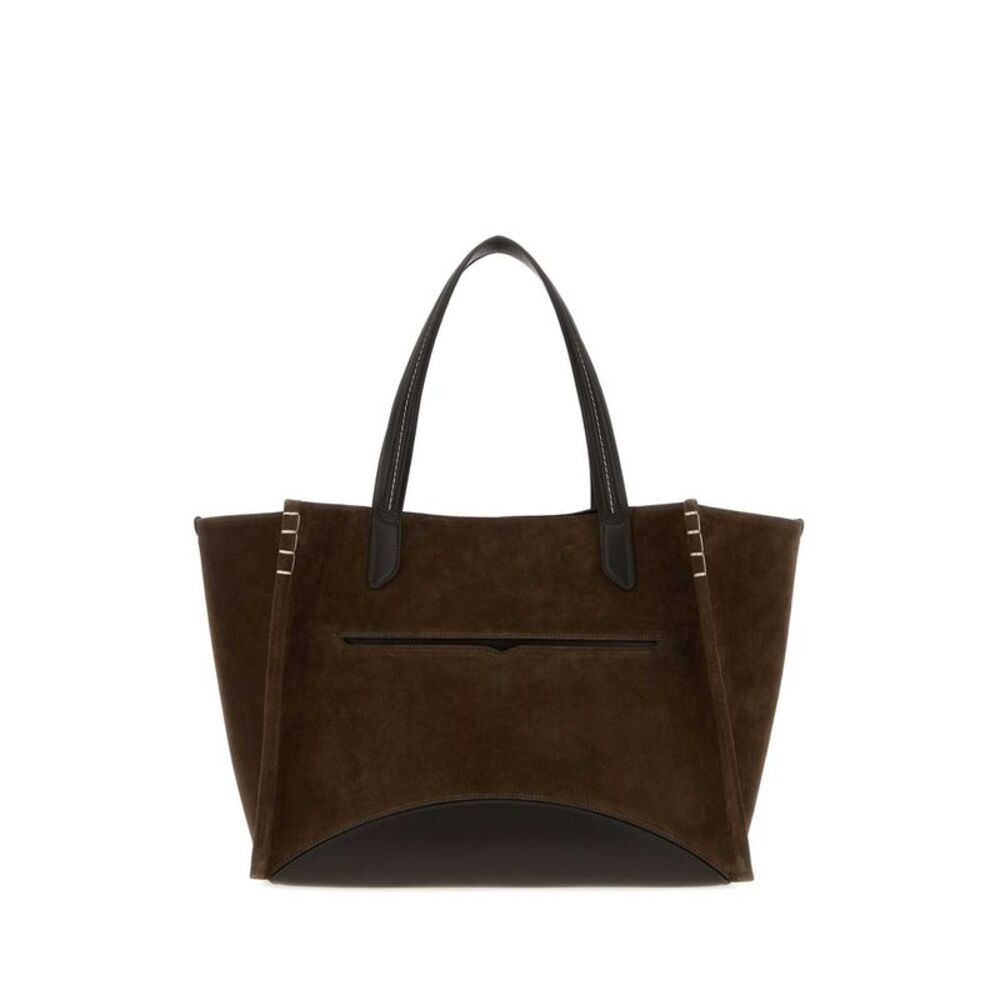 Jw Anderson Women Chocolate Suede Loafer Shopping Bag